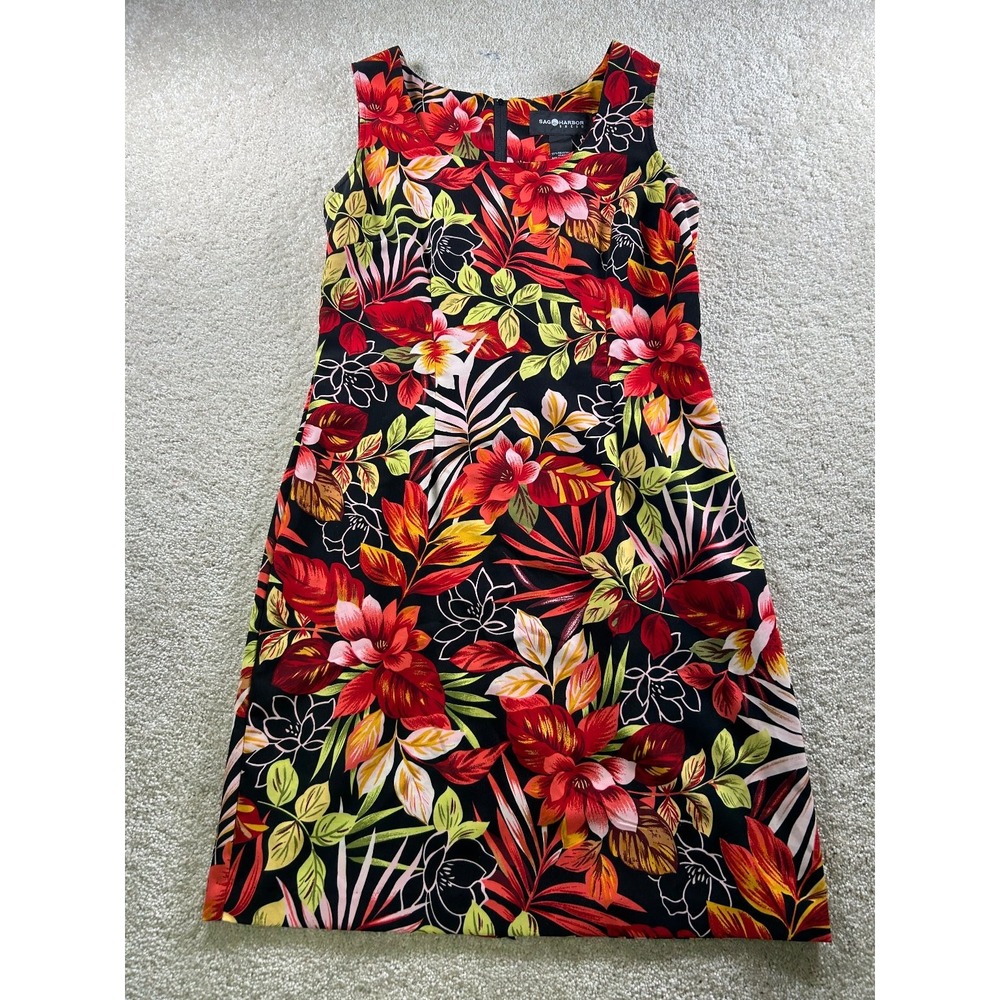 Sag Harbor Women's Dress Size 8 Floral Sleeveless Polyester Vaction Beach